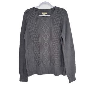 GH Bass Co Cable Knit Sweater Pull Over Gray Chunky Sz XL